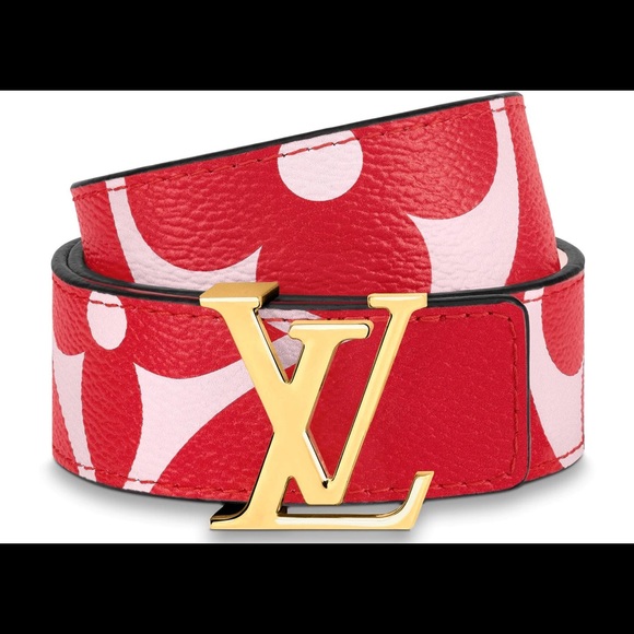 Louis Vuitton LV Initiales 30mm Reversible Belt Pink Damier Azur. Size 90 cm